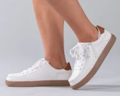 FINAL SALE - Women's White (Brown Mustache) BILLY Low Sneakers -Cheap BILLY Store BW20007 100 Studio1 880x704 1