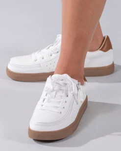 FINAL SALE - Women's White (Brown Mustache) BILLY Low Sneakers -Cheap BILLY Store BW20007 100 Studio2 704x880 1