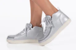 FINAL SALE - Women's Silver Grey Metallic BILLY Sneaker Lace Mid Tops -Cheap BILLY Store BW22135 040 studio standing 1 940x614 21283b67 3de9 435e 829e 4b60623199c1